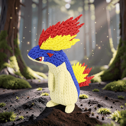 Knitted Fire Creature Evolution – Cozy Sammlerfigur im Stricklook Whale 3D Studio