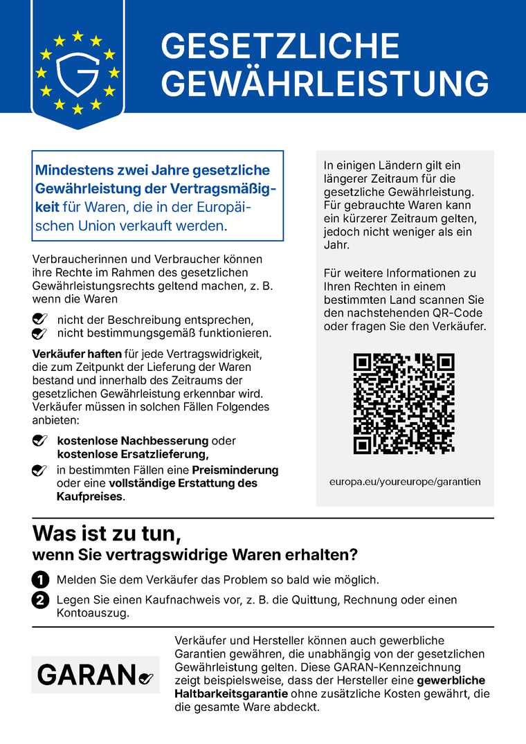 EU-Informationsblatt zur gesetzlichen Gewährleistung