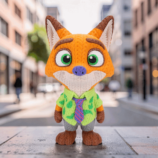 Knitted City Fox – Schlauer Fuchs im Strick-Look Whale 3D Studio
