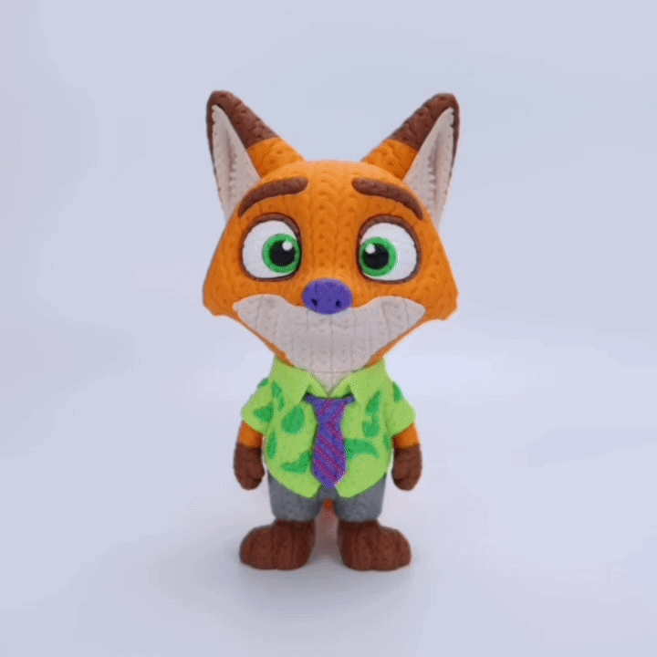 Knitted City Fox – Schlauer Fuchs im Strick-Look Whale 3D Studio