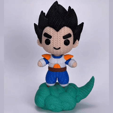 Knitted Saiyan Prince – Cozy Anime Fanart Figur Whale 3D Studio