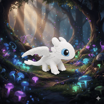 Knitted Light Dragon Companion – Anmutiger Fantasy-Drache im cozy Stricklook Whale 3D Studio