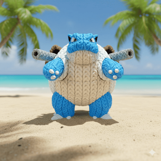 Knitted Water Turtle Commander – Cozy Monster Fanart Figur Whale 3D Studio