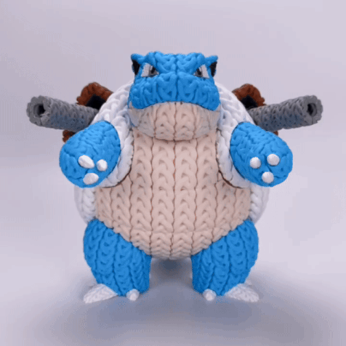 Knitted Water Turtle Commander – Cozy Monster Fanart Figur Whale 3D Studio