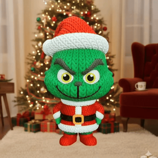 Knitted Green Holiday Trickster & Dog – Cozy Winter Fanart Figur Whale 3D Studio