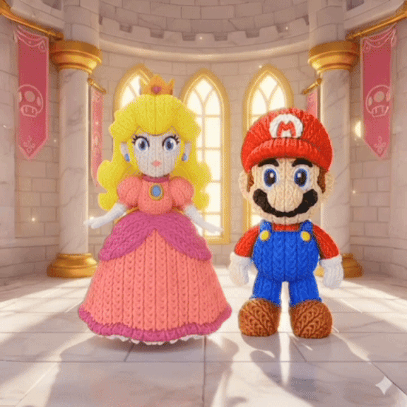 Knitted Royal Princess – Cozy Game Fanart Figur Whale 3D Studio