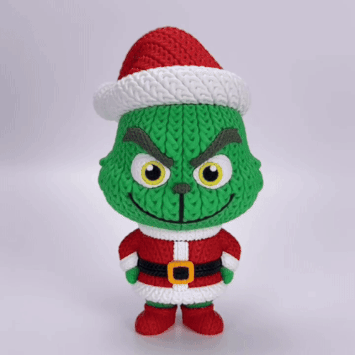 Knitted Green Holiday Trickster & Dog – Cozy Winter Fanart Figur Whale 3D Studio