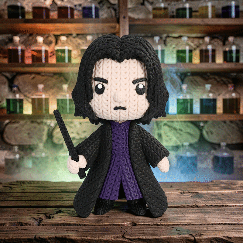 Knitted Dark Wizard Teacher – Cozy Sammlerfigur im Stricklook Whale 3D Studio