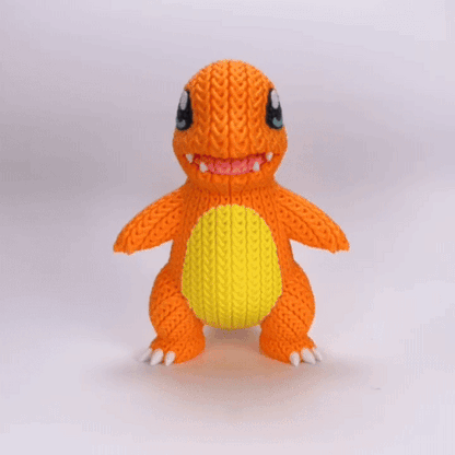 Knitted Fire Lizard Buddy – Cozy Monster Fanart Figur Whale 3D Studio