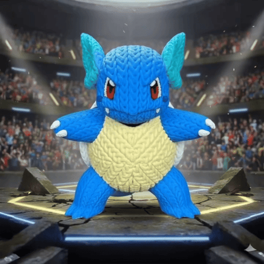 Knitted Water Turtle Warrior – Cozy Monster Fanart Figur Whale 3D Studio