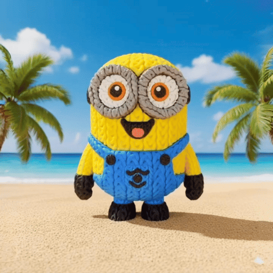 Knitted Yellow Mischief Buddy – Frecher Filmheld im cozy Stricklook Whale 3D Studio Whale 3D Studio