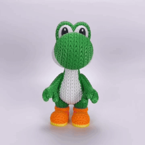 Knitted Dino Buddy – Cozy Game Fanart Figur Whale 3D Studio