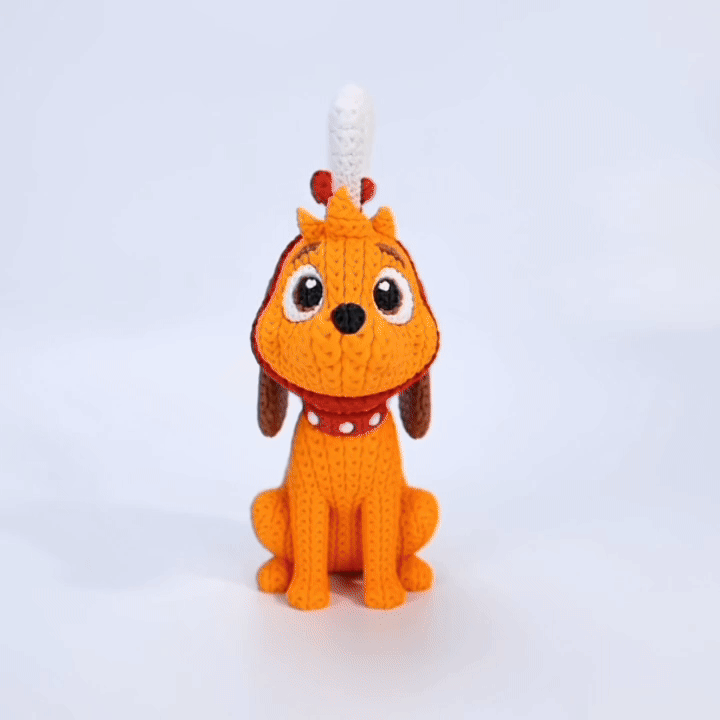 Knitted Green Holiday Trickster & Dog – Cozy Winter Fanart Figur Whale 3D Studio