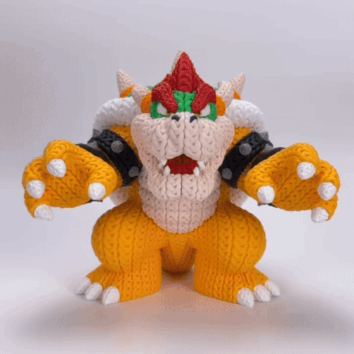 Knitted Fire King – Cozy Game Fanart Figur Whale 3D Studio