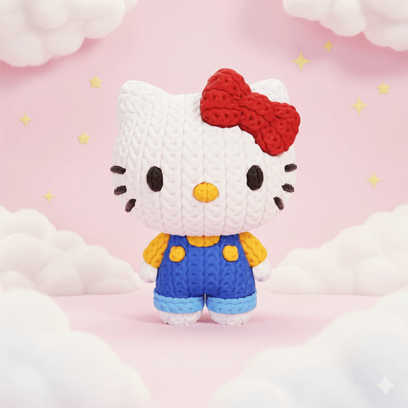 Knitted Cute Cat – Cozy Kawaii Fanart Figur Whale 3D Studio
