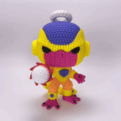 Knitted Golden Tyrant – Cozy Anime Fanart Figur Whale 3D Studio