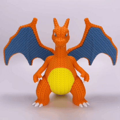 Knitted Fire Dragon King – Cozy Monster Fanart Figur Whale 3D Studio