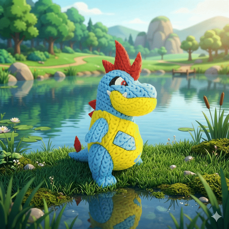 Knitted Water Creature Evolution – Cozy Sammlerfigur im Stricklook Whale 3D Studio