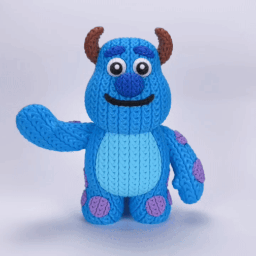 Knitted Gentle Monster Guardian – Cozy Monster Fanart Figur Whale 3D Studio