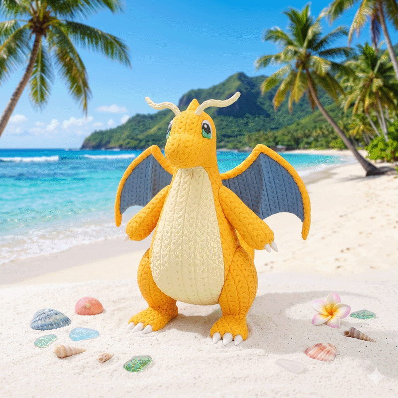 Sanfter Himmelsdrache im Stricklook – Gemütliche Sammlerfigur mit Charme Whale 3D Studio