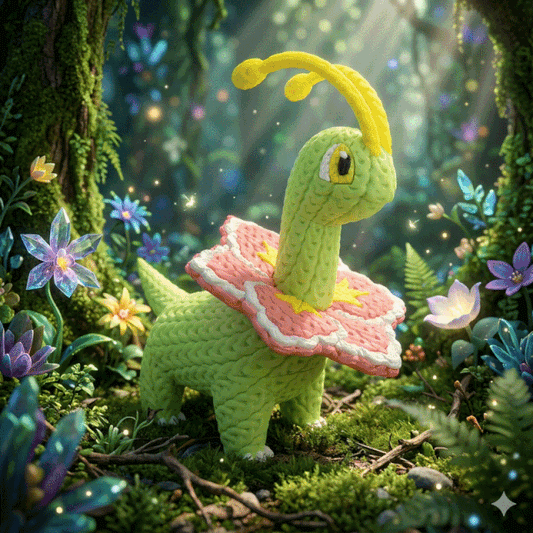 Knitted Monster – Pflanzlicher Dino inspiriert von Meganium Whale 3D Studio