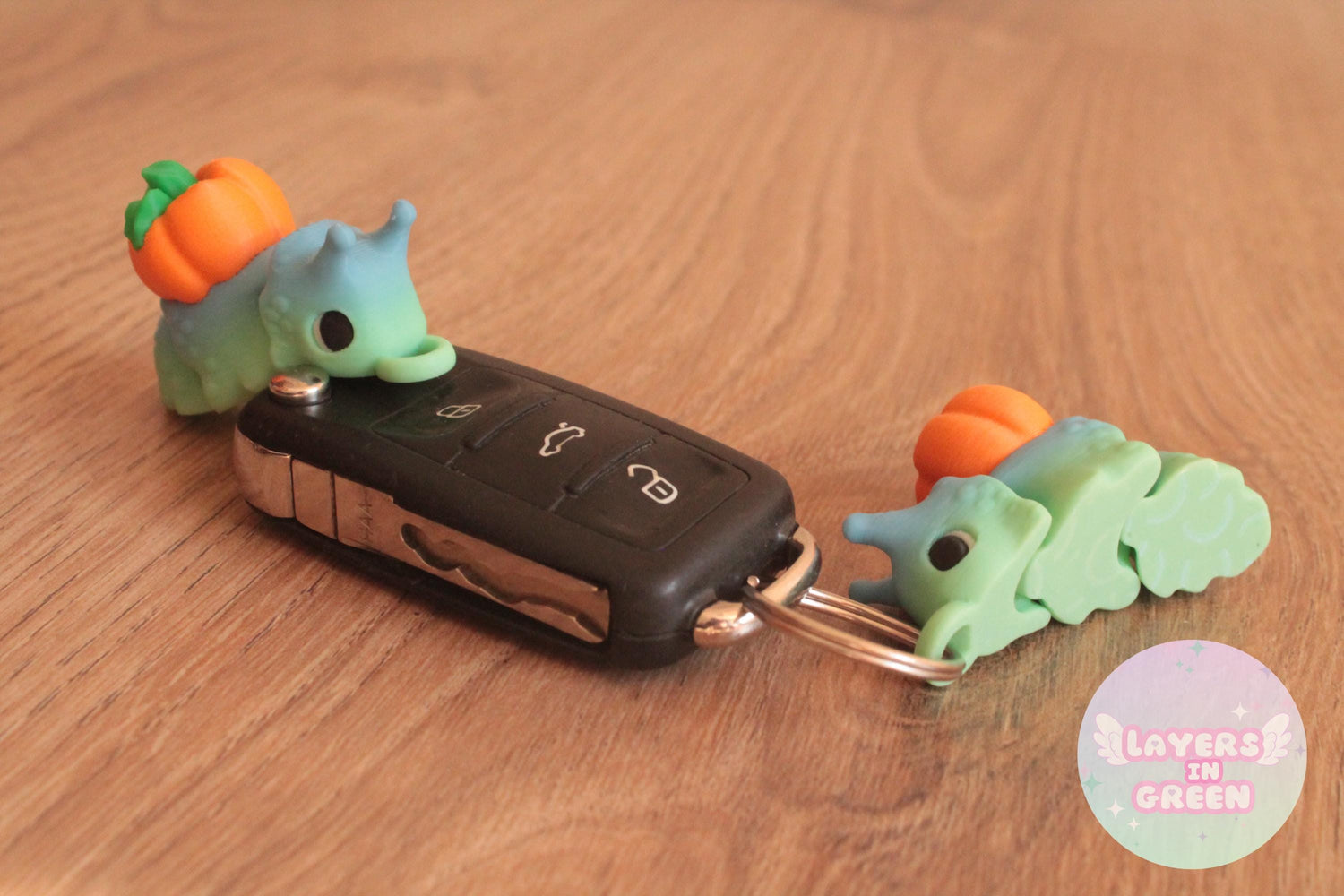 Kürbis-Schnecke Schlüsselanhänger – Magischer Herbstzauber Layers in Green