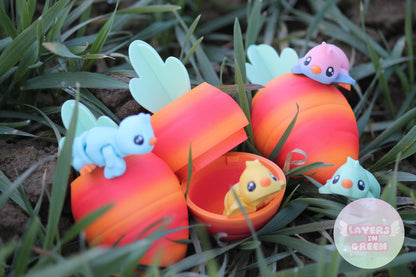 Flexi-Küken mit Karotten-Ei – Frühlingszauber für dein Zuhause Layers in Green