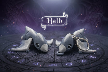 Pterodaktylus-Keychain, halbfarbener Dino grau mit Schlüsselring