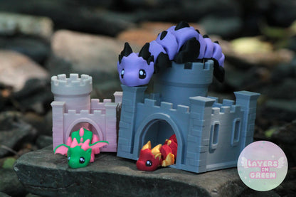 Kleiner Flexi-Drache mit optionalem Schloss Layers in Green