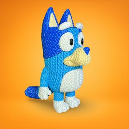 Knitted Happy Pup – Cozy Cartoon Fanart Figur