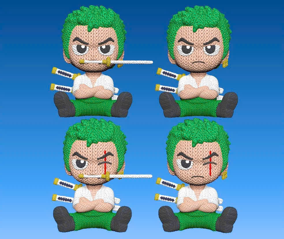 Knitted Sword Warrior – Cozy Anime Fanart Figur Whale 3D Studio