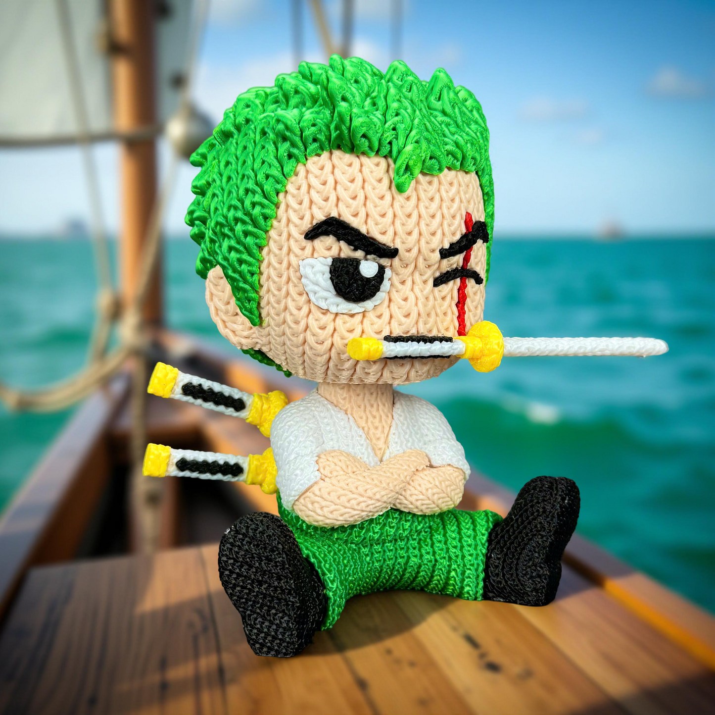 Knitted Sword Warrior – Cozy Anime Fanart Figur Whale 3D Studio