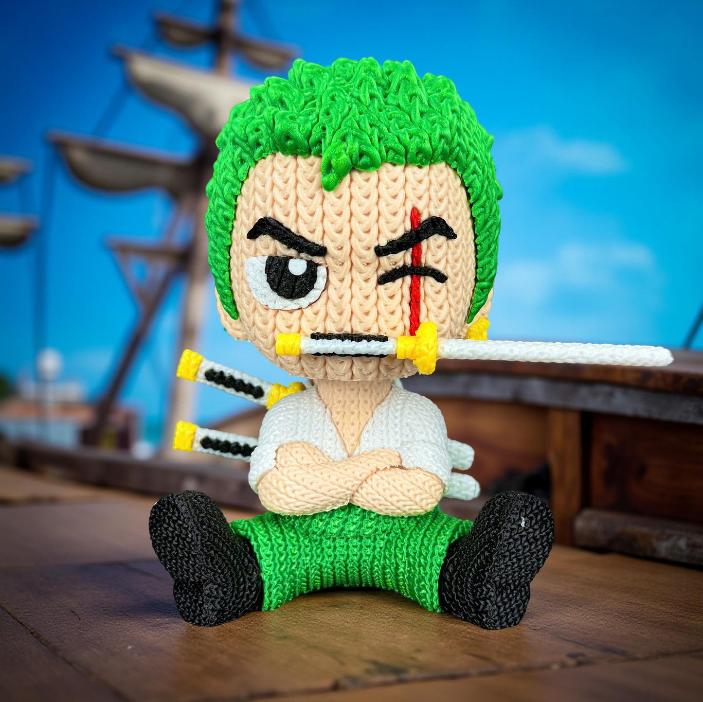 Knitted Sword Warrior – Cozy Anime Fanart Figur Whale 3D Studio