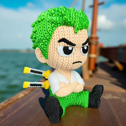 Knitted Sword Warrior – Cozy Anime Fanart Figur Whale 3D Studio