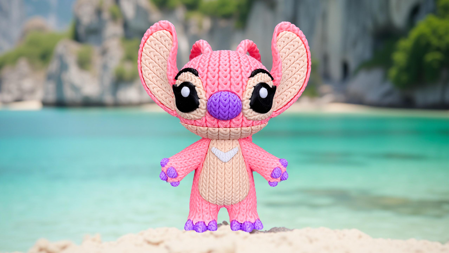 Knitted Pink Alien Companion – Cozy Sci-Fi Fanart Figur Whale 3D Studio