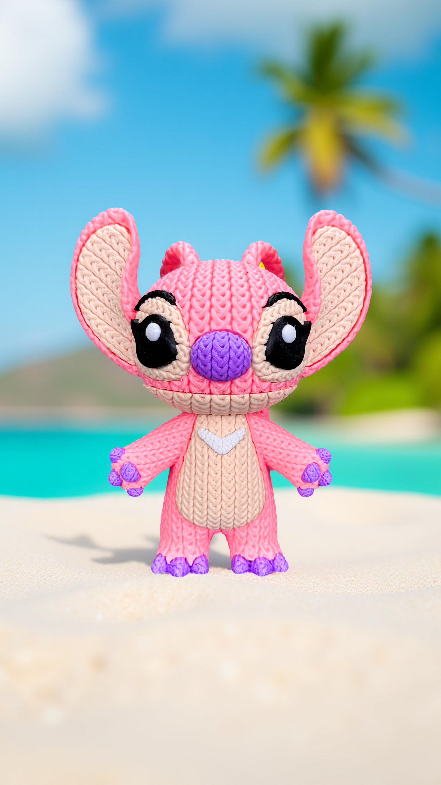 Knitted Pink Alien Companion – Cozy Sci-Fi Fanart Figur Whale 3D Studio