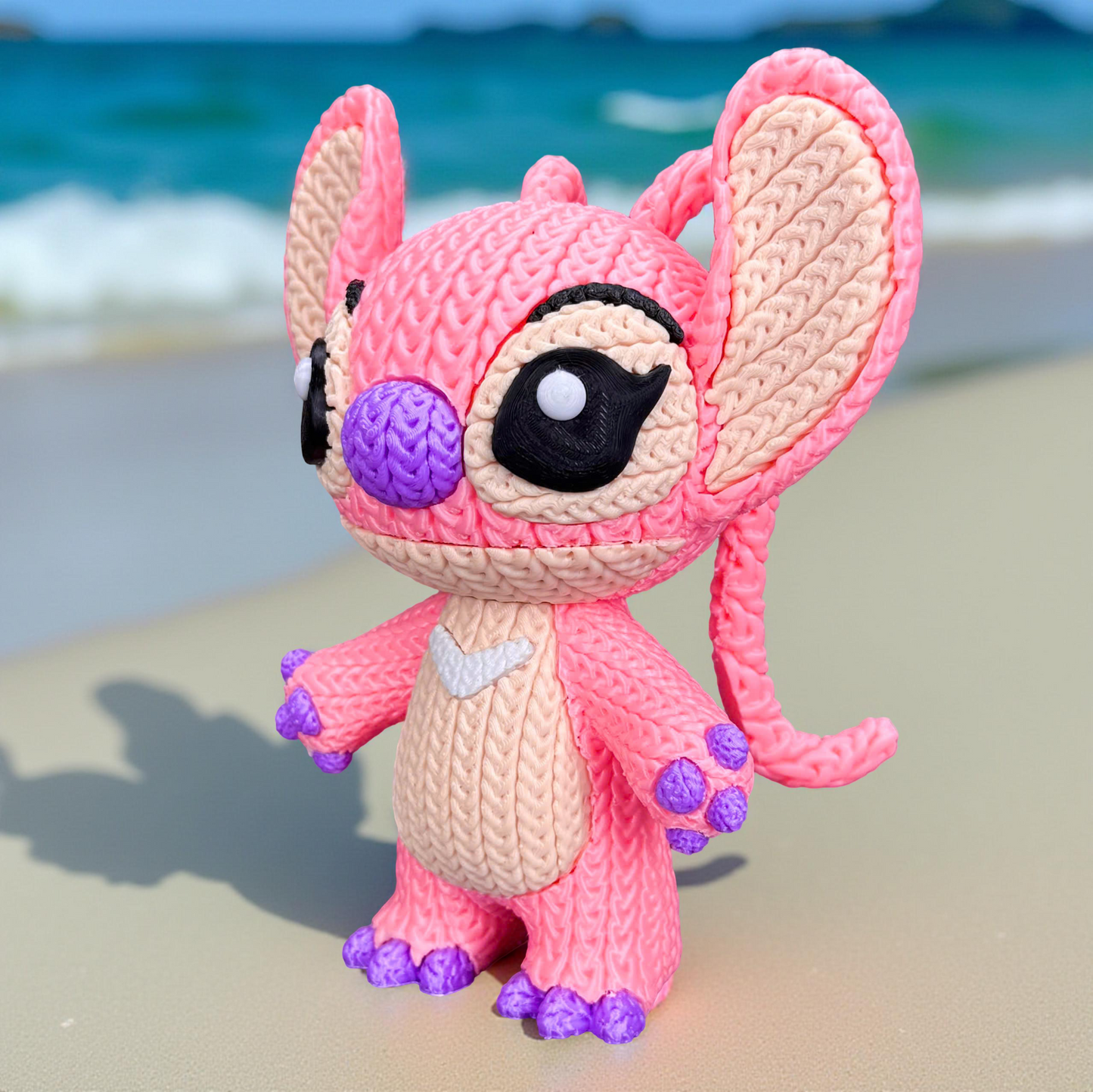 Knitted Pink Alien Companion – Cozy Sci-Fi Fanart Figur Whale 3D Studio