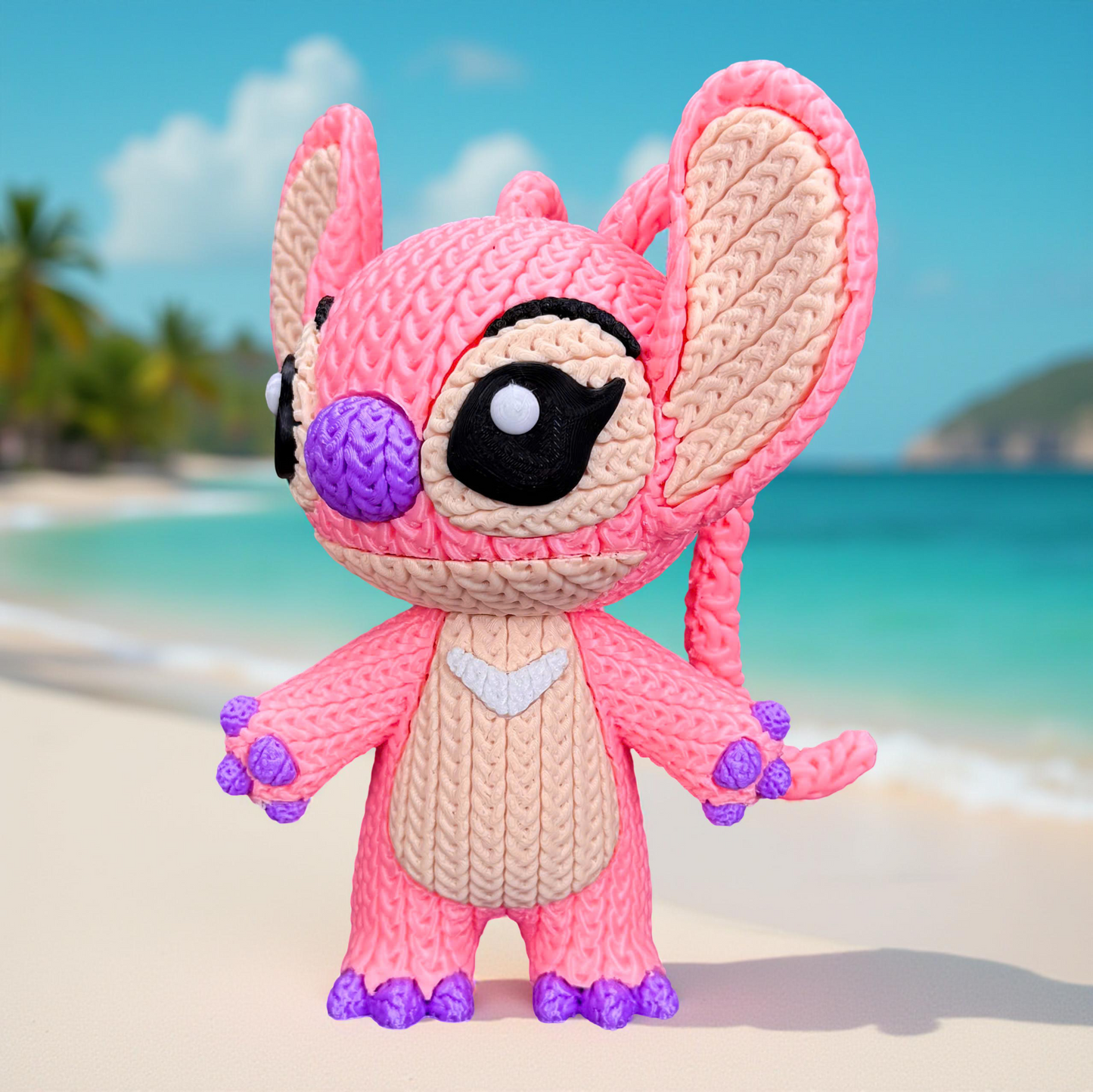 Knitted Pink Alien Companion – Cozy Sci-Fi Fanart Figur Whale 3D Studio