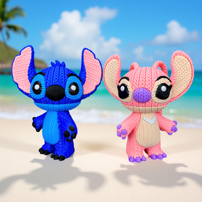 Knitted Pink Alien Companion – Cozy Sci-Fi Fanart Figur Whale 3D Studio