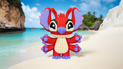 Knitted Red Alien Rival – Cozy Sci-Fi Fanart Figur Whale 3D Studio