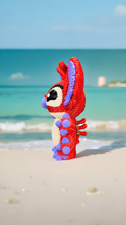 Knitted Red Alien Rival – Cozy Sci-Fi Fanart Figur Whale 3D Studio