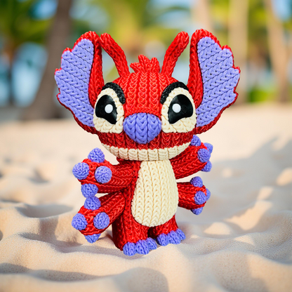 Knitted Red Alien Rival – Cozy Sci-Fi Fanart Figur Whale 3D Studio