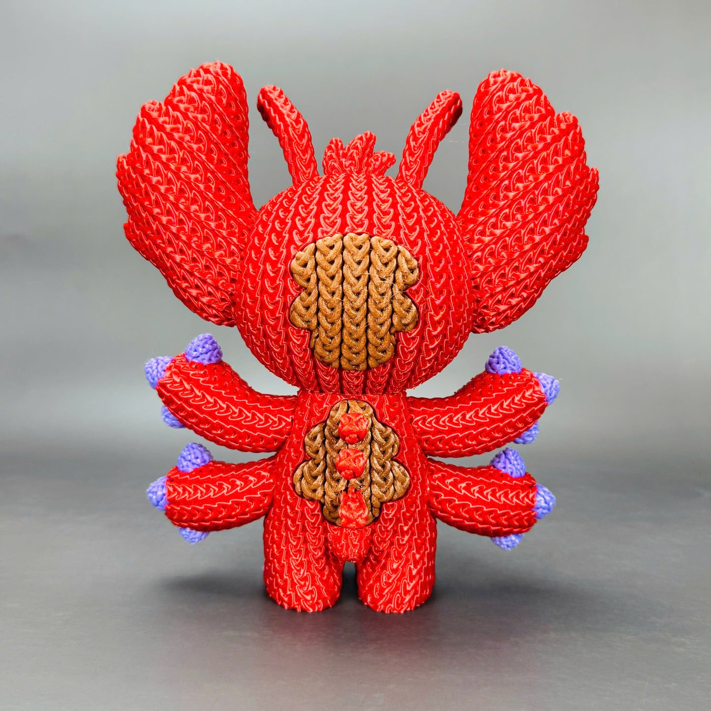 Knitted Red Alien Rival – Cozy Sci-Fi Fanart Figur Whale 3D Studio