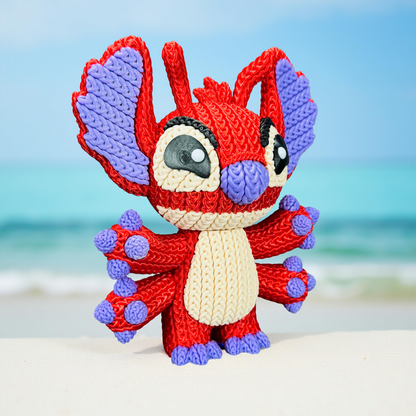 Knitted Red Alien Rival – Cozy Sci-Fi Fanart Figur Whale 3D Studio