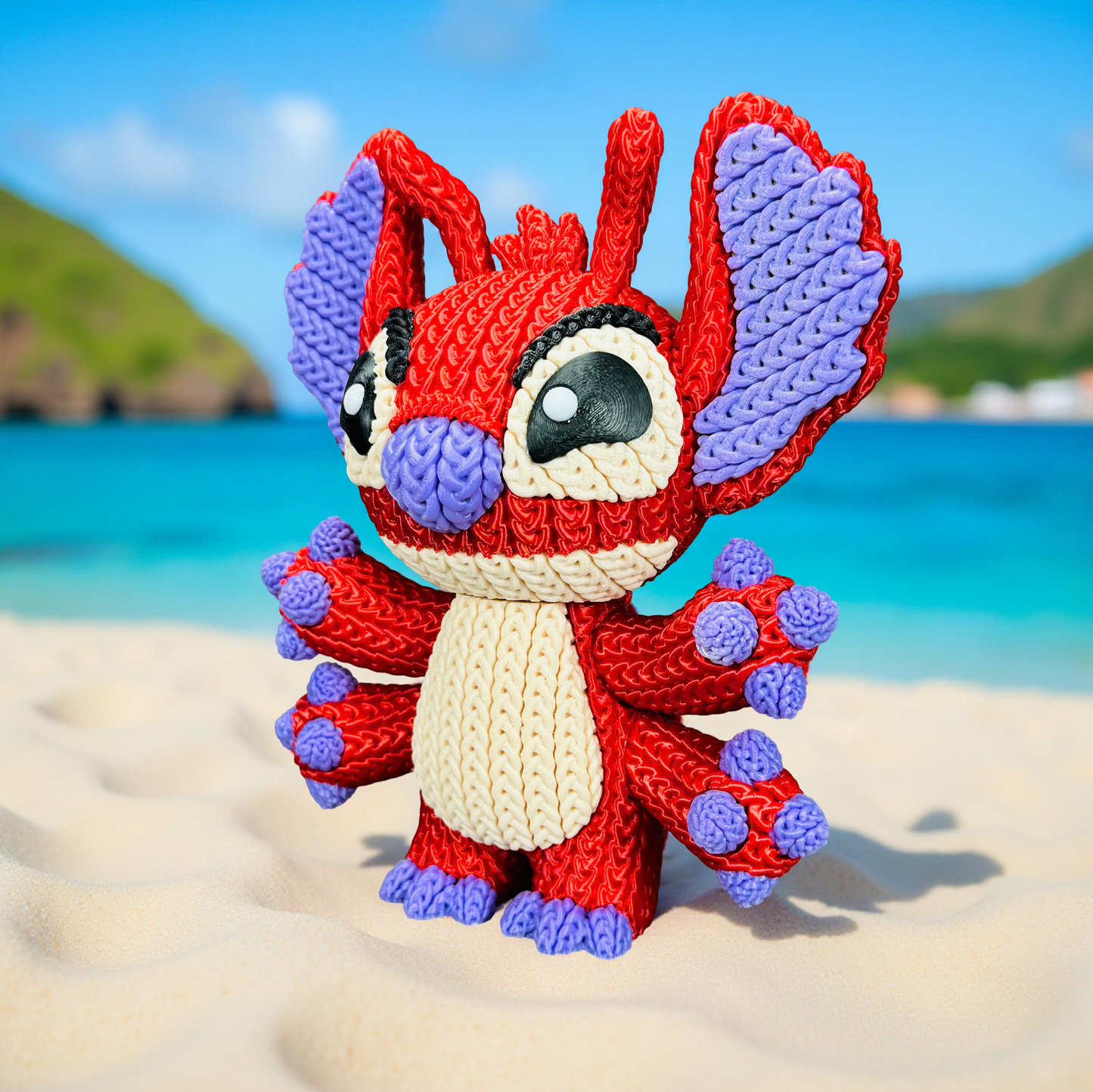 Knitted Red Alien Rival – Cozy Sci-Fi Fanart Figur Whale 3D Studio