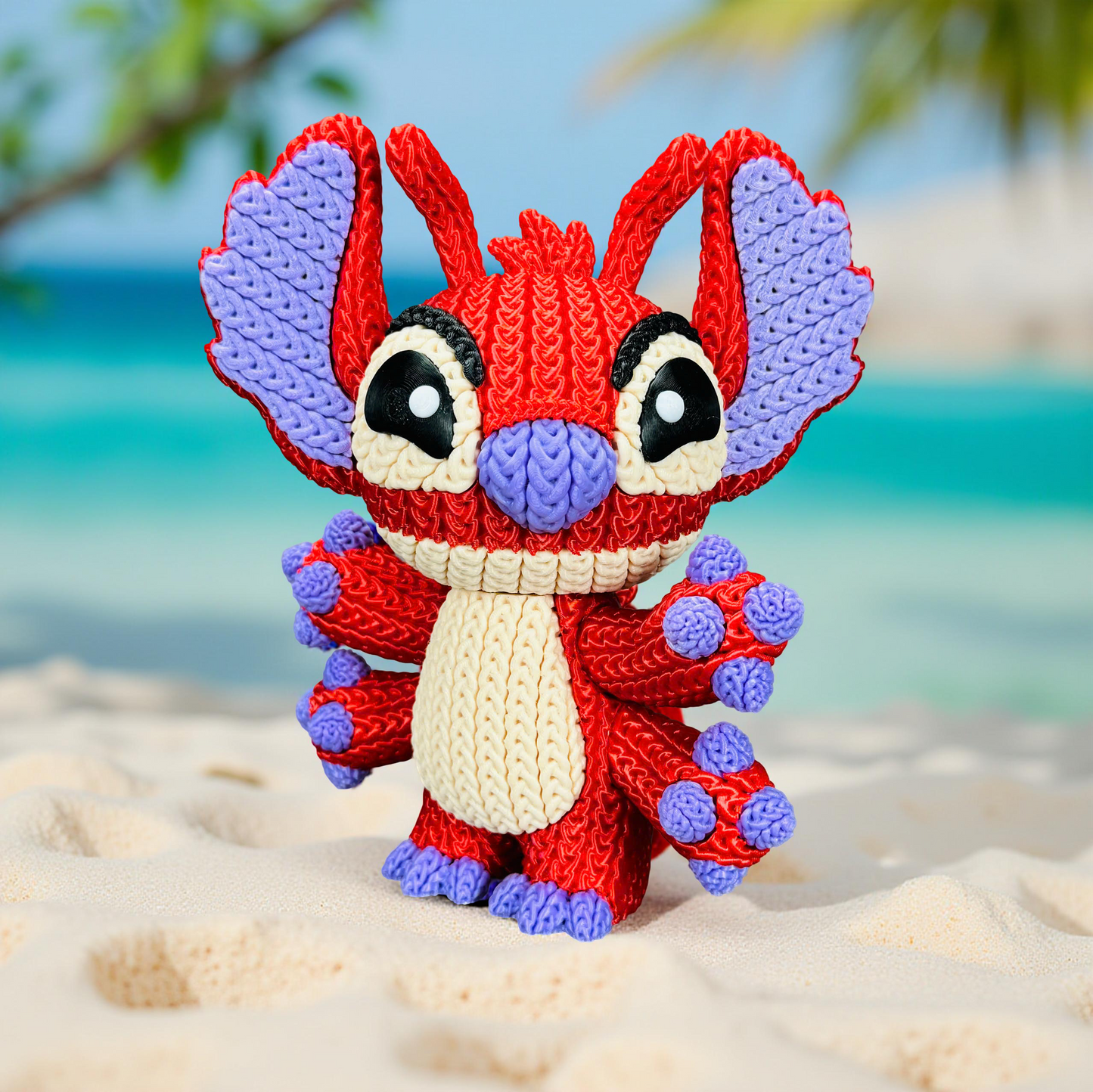 Knitted Red Alien Rival – Cozy Sci-Fi Fanart Figur Whale 3D Studio