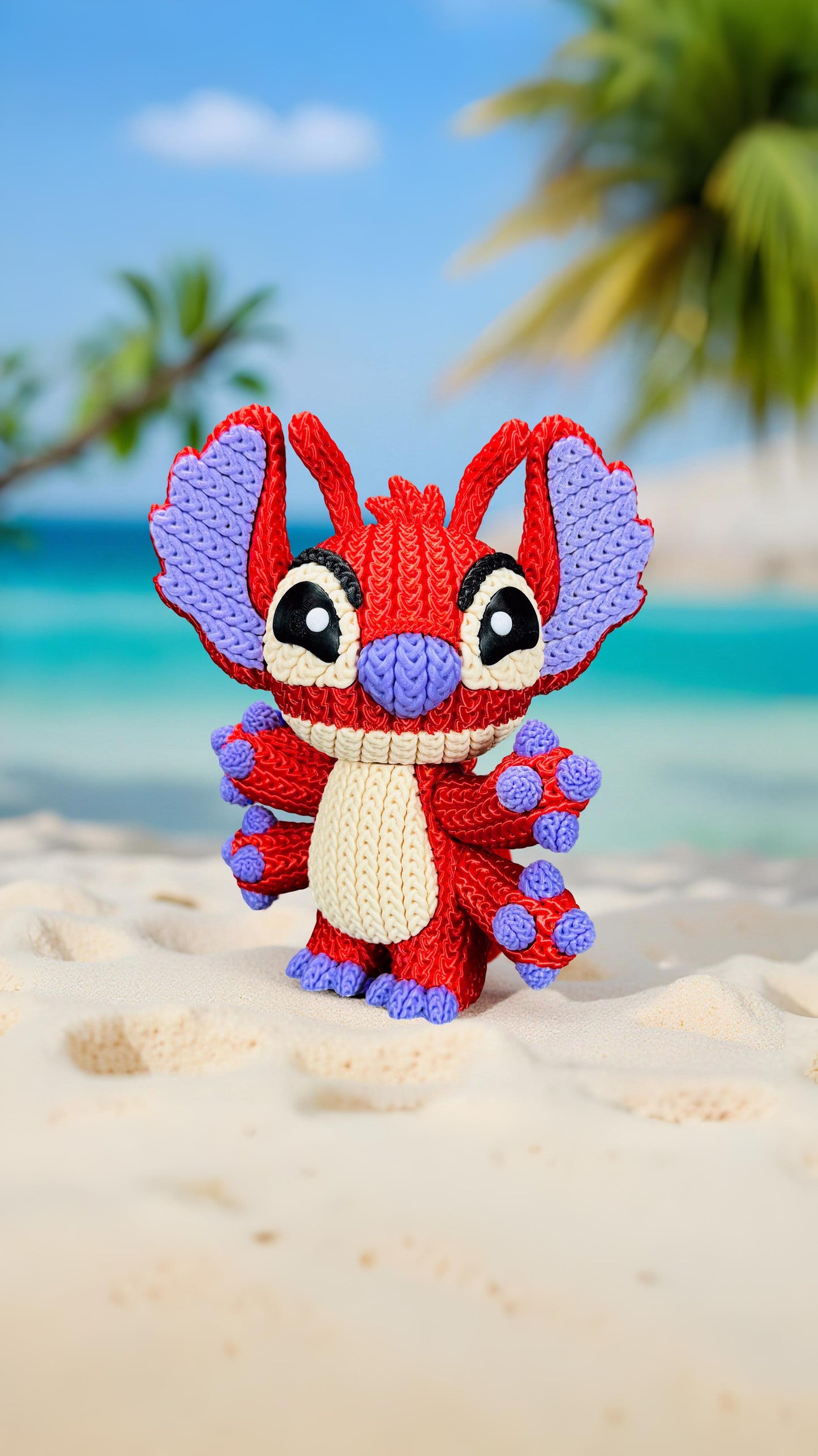 Knitted Red Alien Rival – Cozy Sci-Fi Fanart Figur Whale 3D Studio