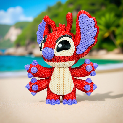 Knitted Red Alien Rival – Cozy Sci-Fi Fanart Figur Whale 3D Studio