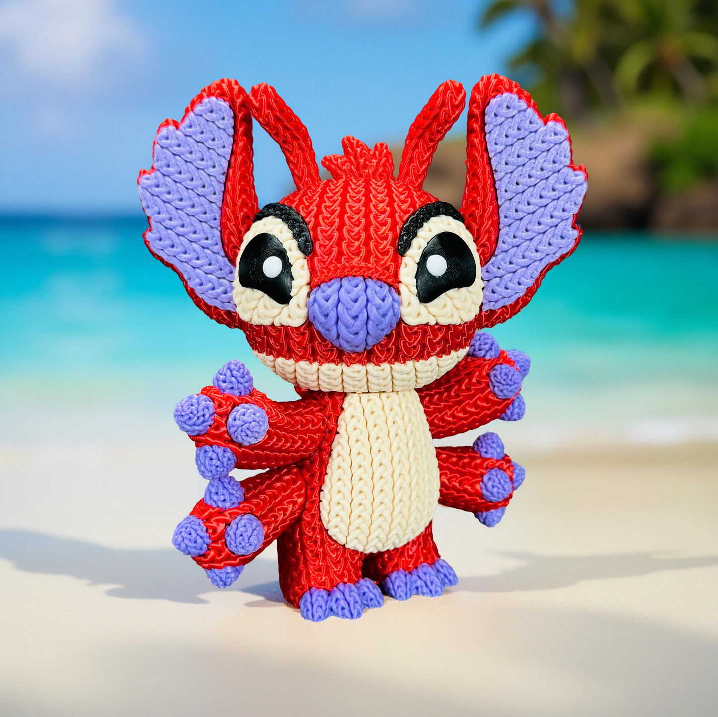 Knitted Red Alien Rival – Cozy Sci-Fi Fanart Figur Whale 3D Studio