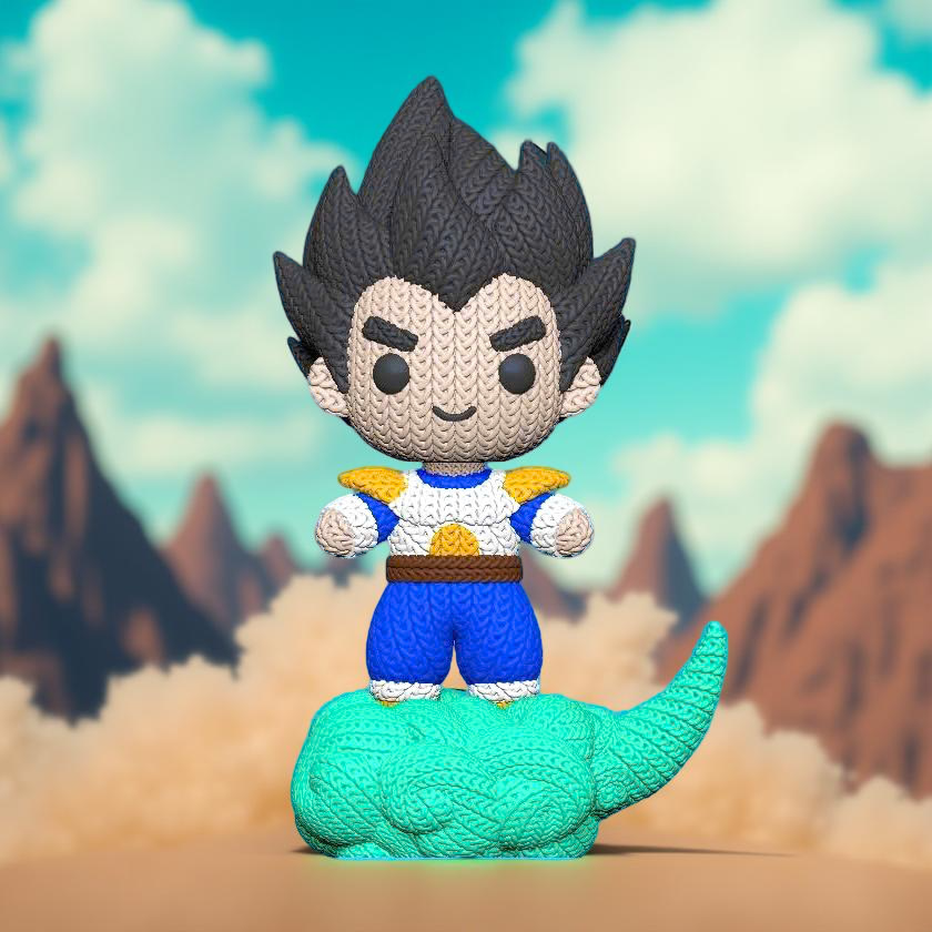 Knitted Saiyan Prince – Cozy Anime Fanart Figur Whale 3D Studio